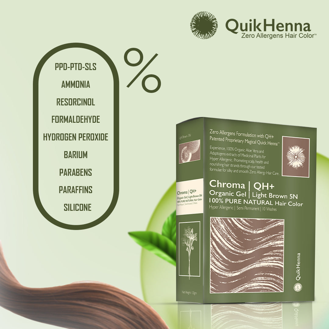 QH+ QuikHenna CHROMA Organic Gel 100% Pure Natural Zero Allergens Hair Color- 140gm - BuyPureNaturals