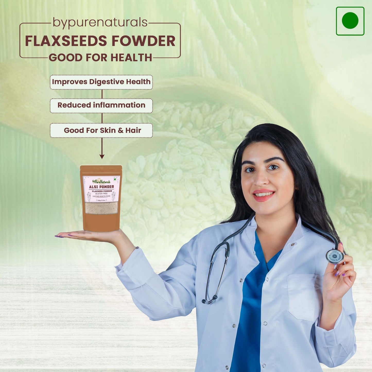 byPurenaturals Alsi Seed Atta - Fox Nuts Flour 350gm 100% Pure Grounded Alsi Seed - Flax Seed - Ready to Use Vrat Atta