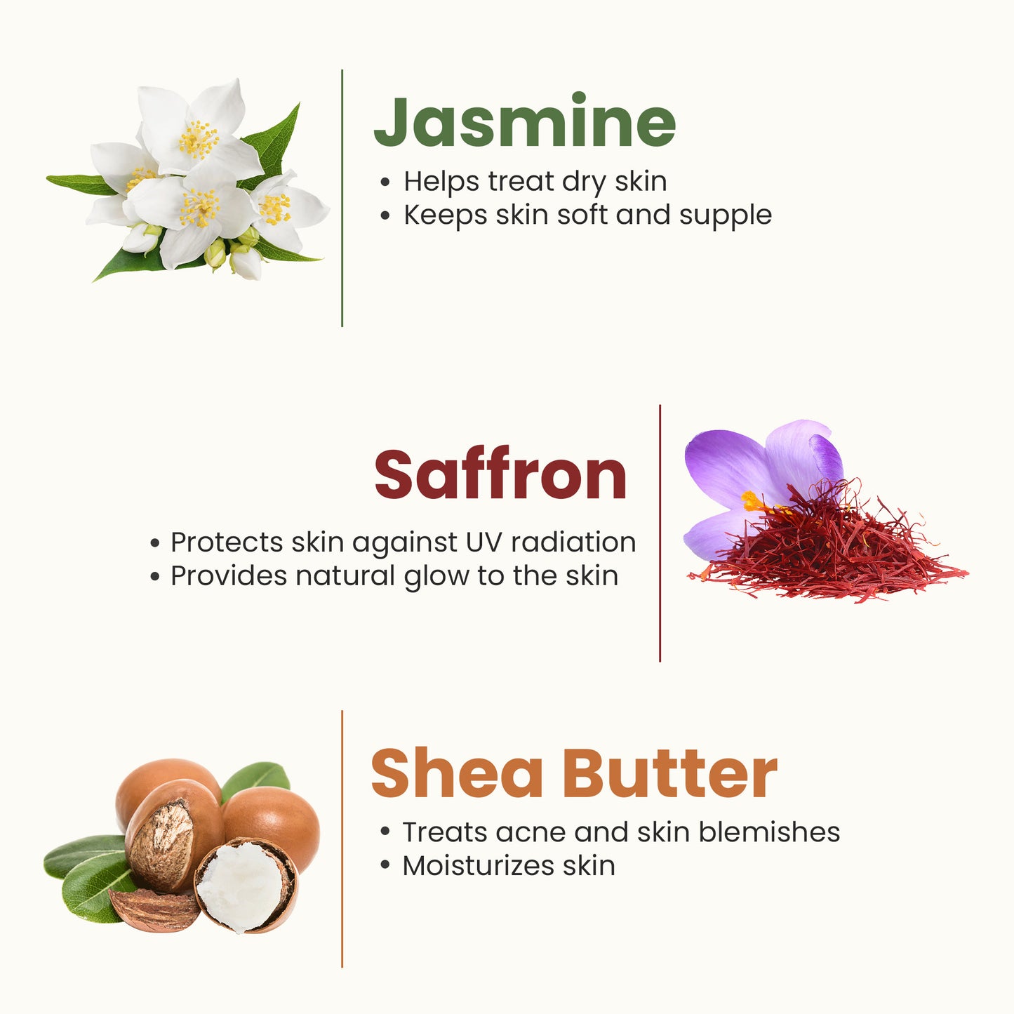 images of jasmine saffron body lotion key ingredients