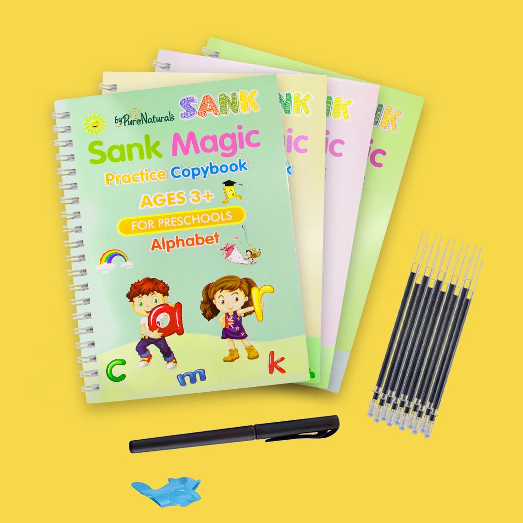 sank note book alphabet number math and drawing