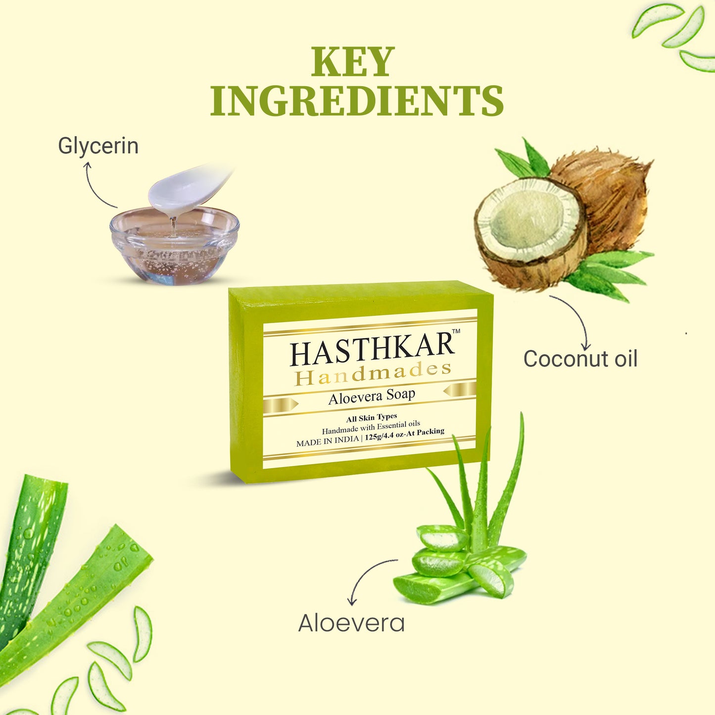 Hasthkar Handmades Glycerine Natural Aloevera Soap 125Gm
