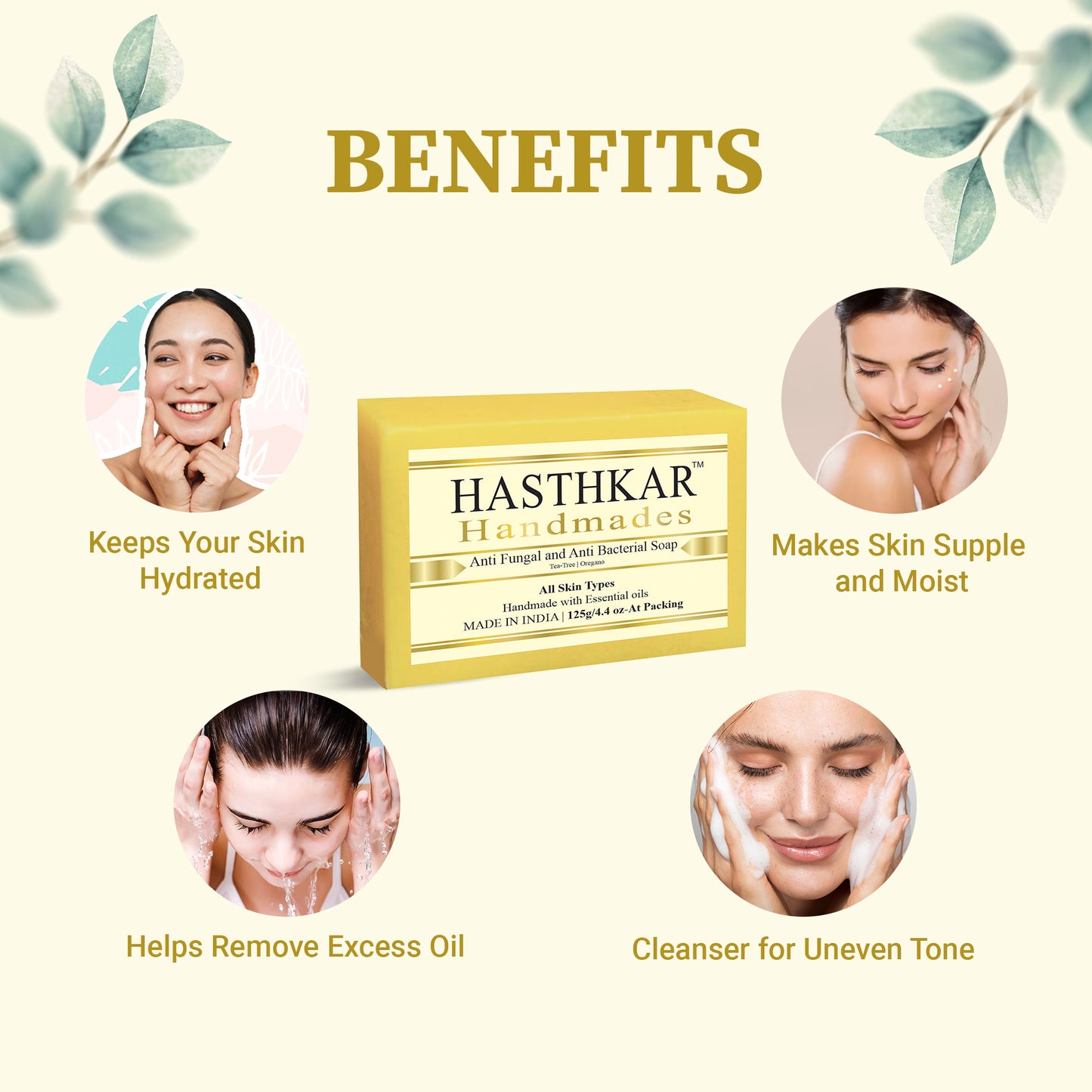 Hasthkar Handmades Glycerine Natural Anti fungal anti becterial Soap 125Gm