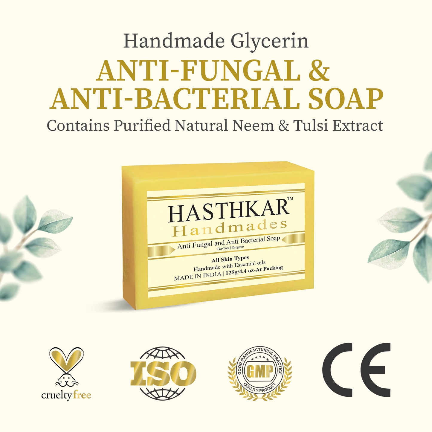 Hasthkar Handmades Glycerine Natural Anti fungal anti becterial Soap 125Gm