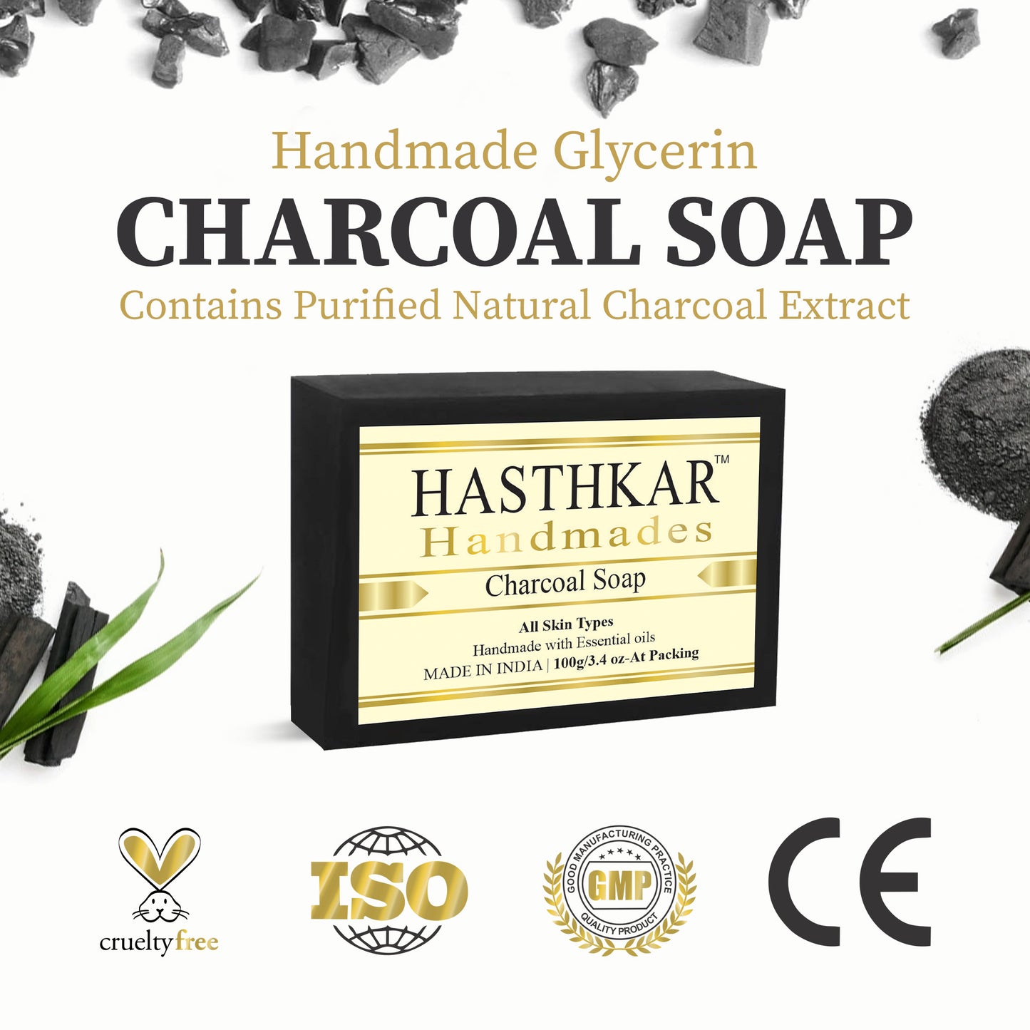 Hasthkar Handmades Glycerine Natural Charcoal Soap 100Gm