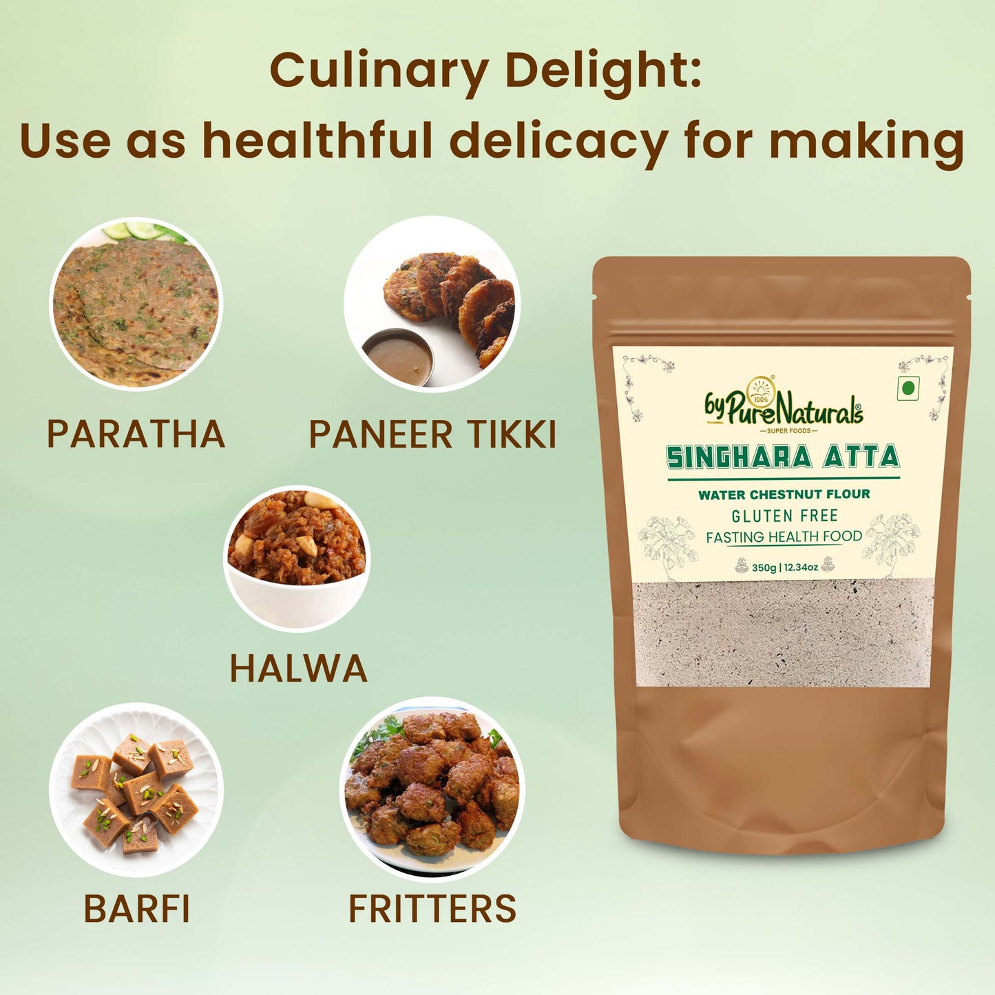 byPurenaturals Singhara Atta - Water Chestnut Flour 350gm 100% Pure Grounded Singhara - Water Chestnut - Ready to Use Vrat Atta
