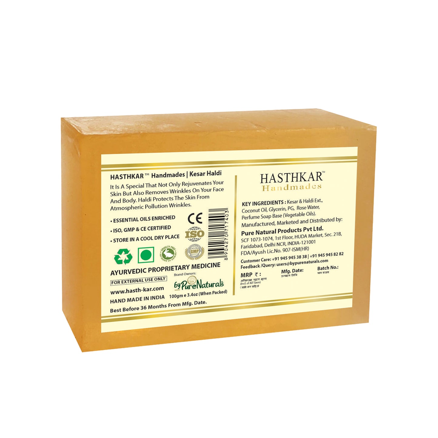 Hasthkar handmades kesar haldi bathing soap men women clean skin