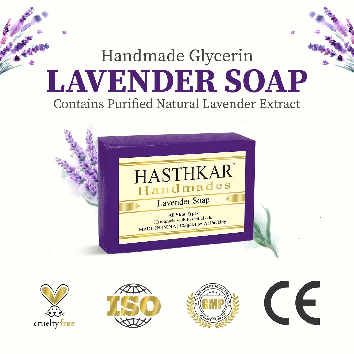 Hasthkar Handmades Glycerine Natural Lavender Soap 125Gm