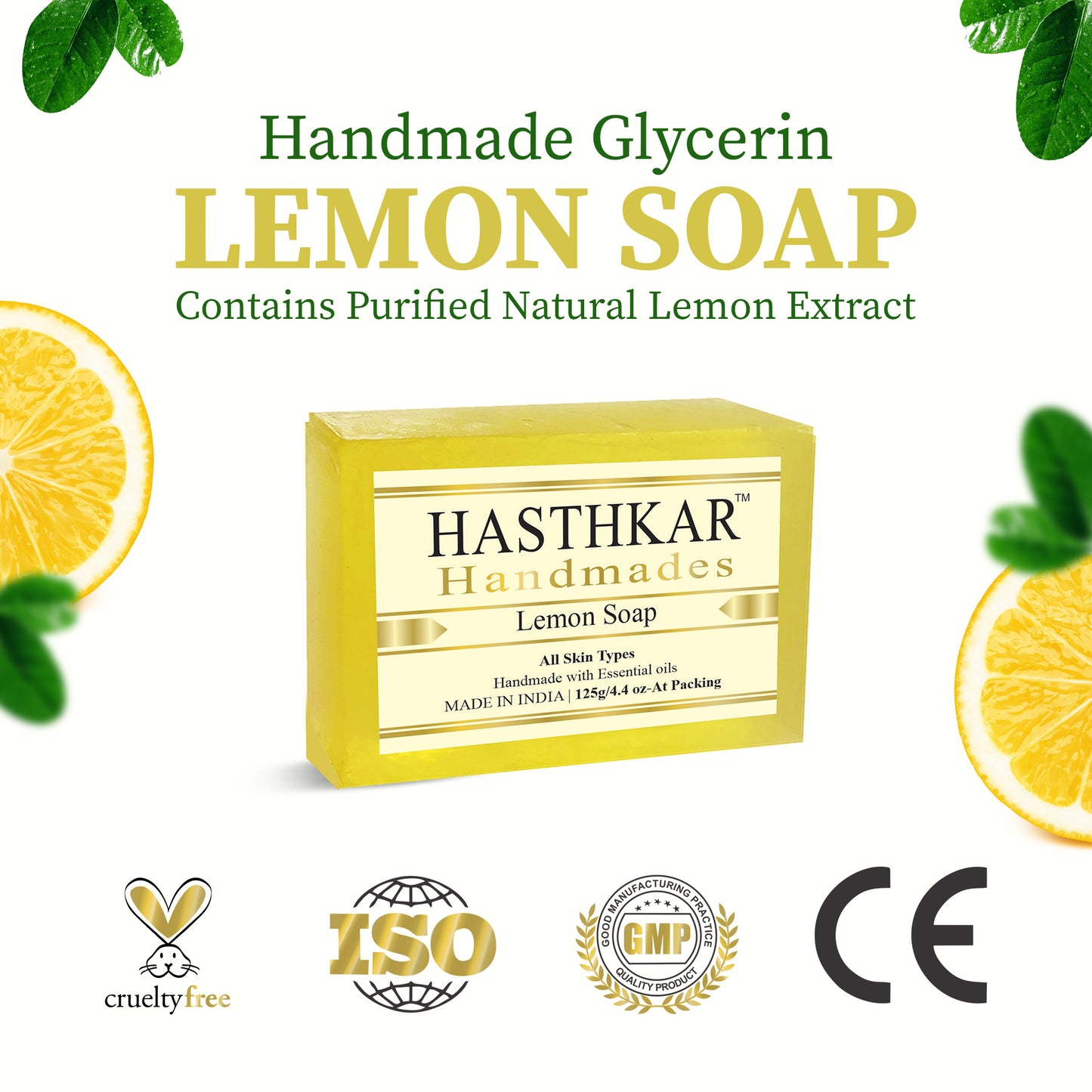 Hasthkar Handmades Glycerine Natural Lemon Soap 125Gm