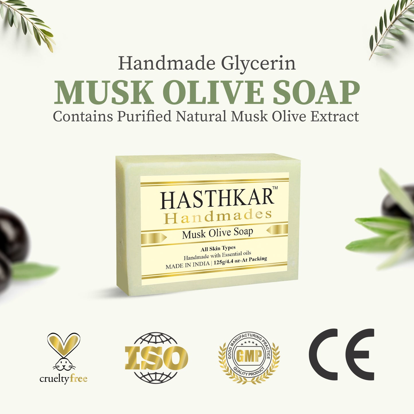 Hasthkar handmades musk oilve bathing soap men women clean and glowing skin