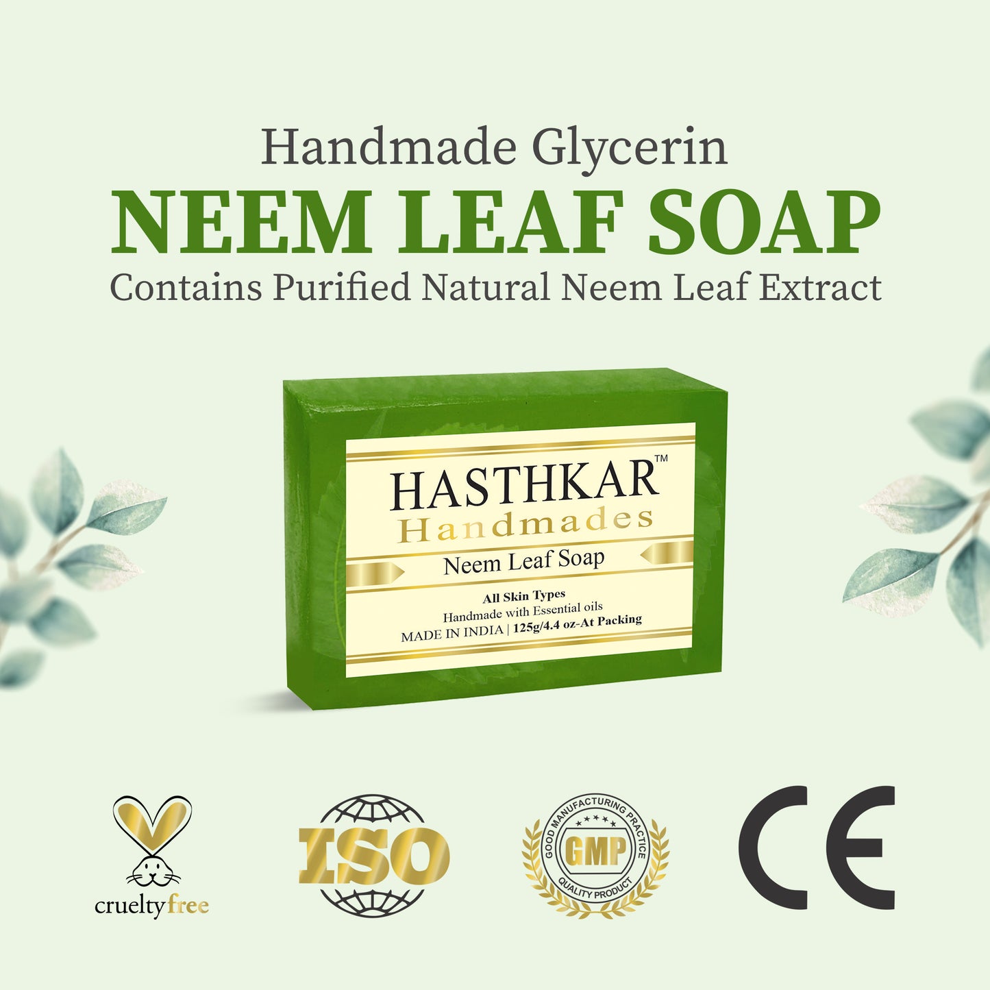 Hasthkar Handmades Glycerine Natural Neem leaf Soap 125Gm