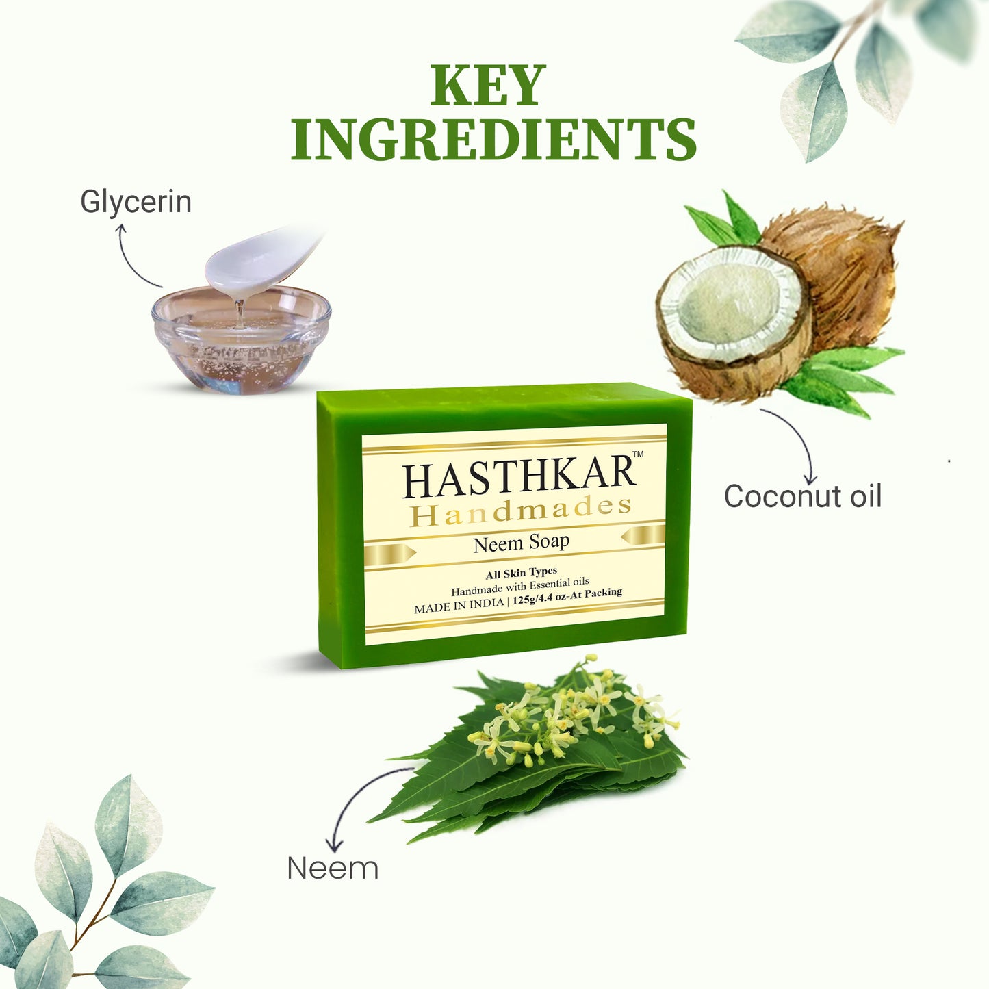 Images of Hasthkar handmades neem bathing soap men women key ingredients