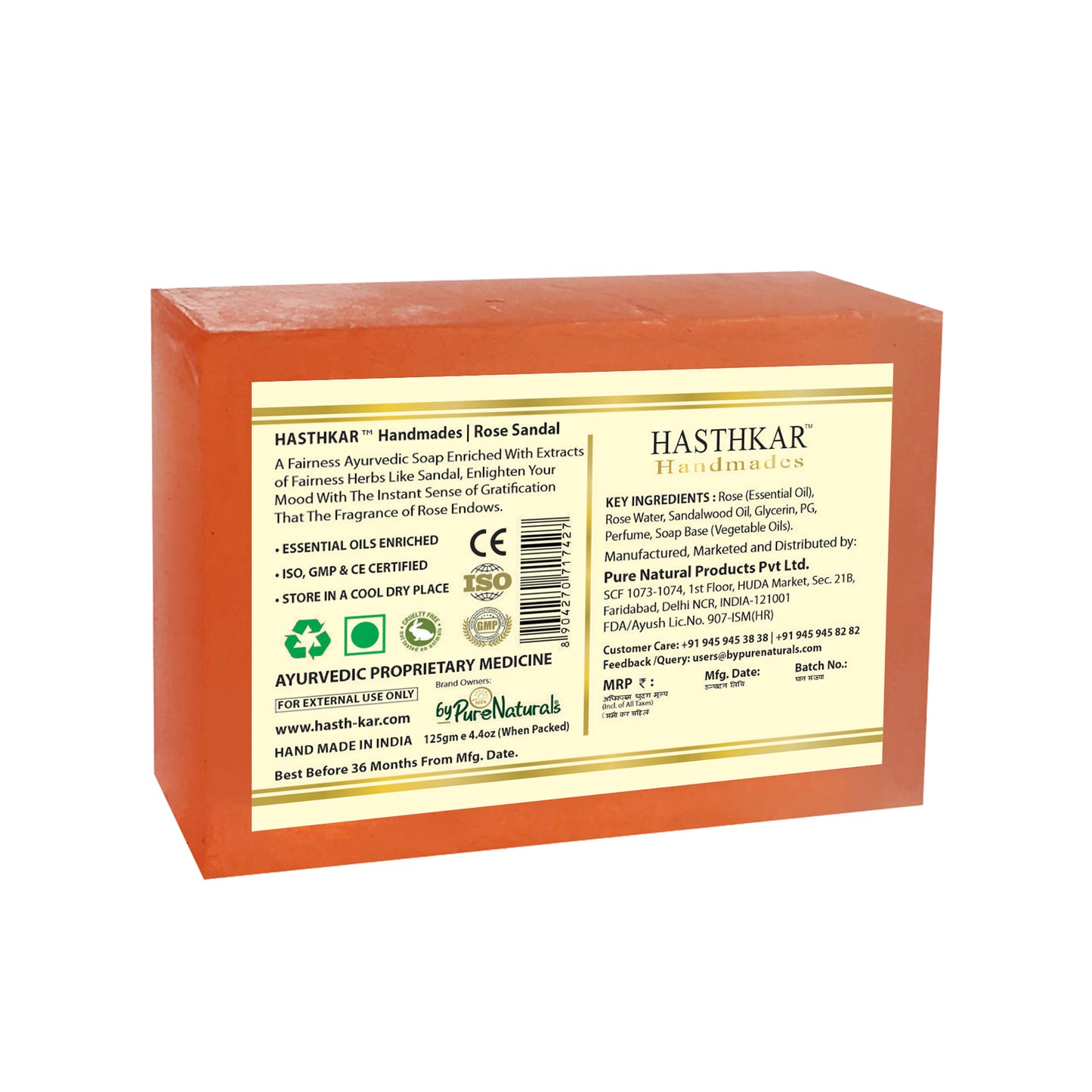 Hasthkar handmades rose sandal bathing soap men and women clean skin