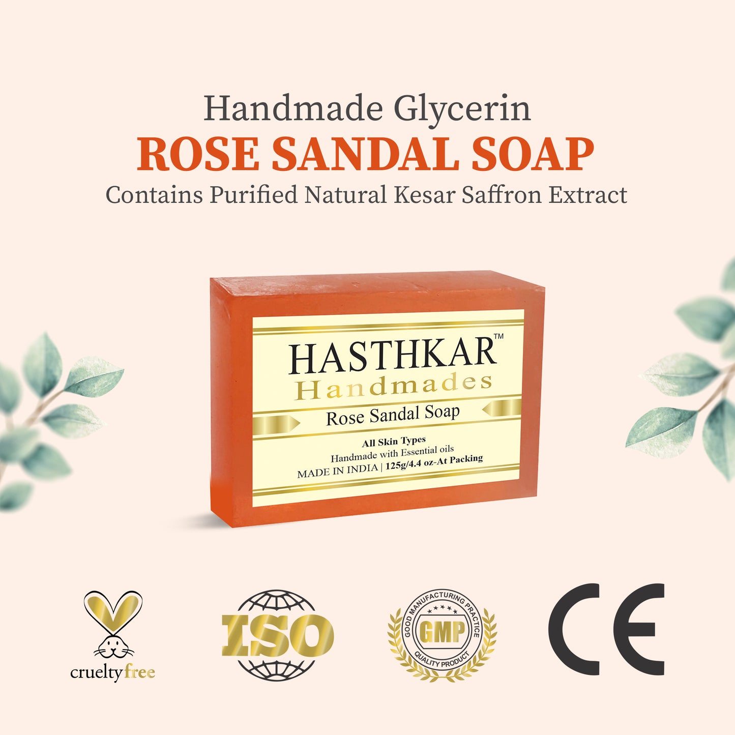Hasthkar handmades rose sandal bathing soap men and women extract