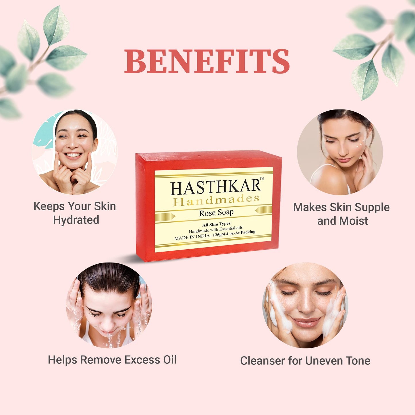 Hasthkar handmades rose bath soap men and women clean skin