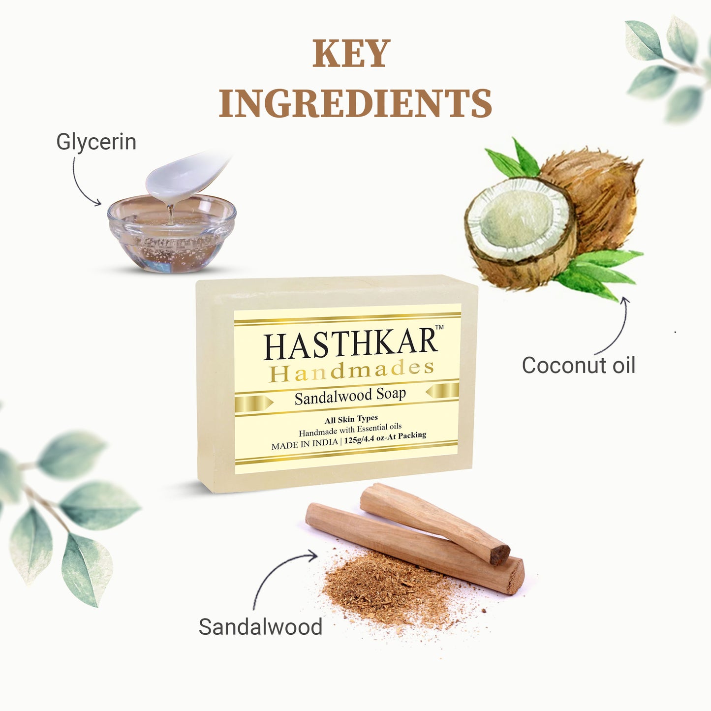 Hasthkar Handmades Glycerine Natural Sandalwood Soap 125Gm