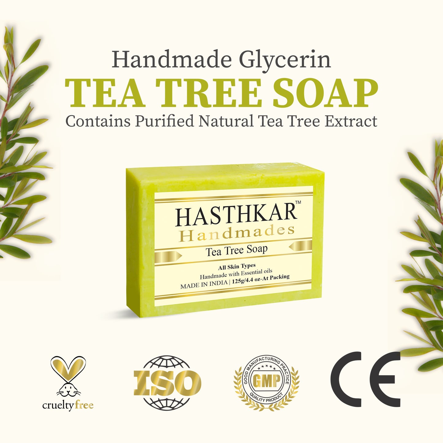 Hasthkar Handmades Glycerine Natural Tea tree Soap 125Gm