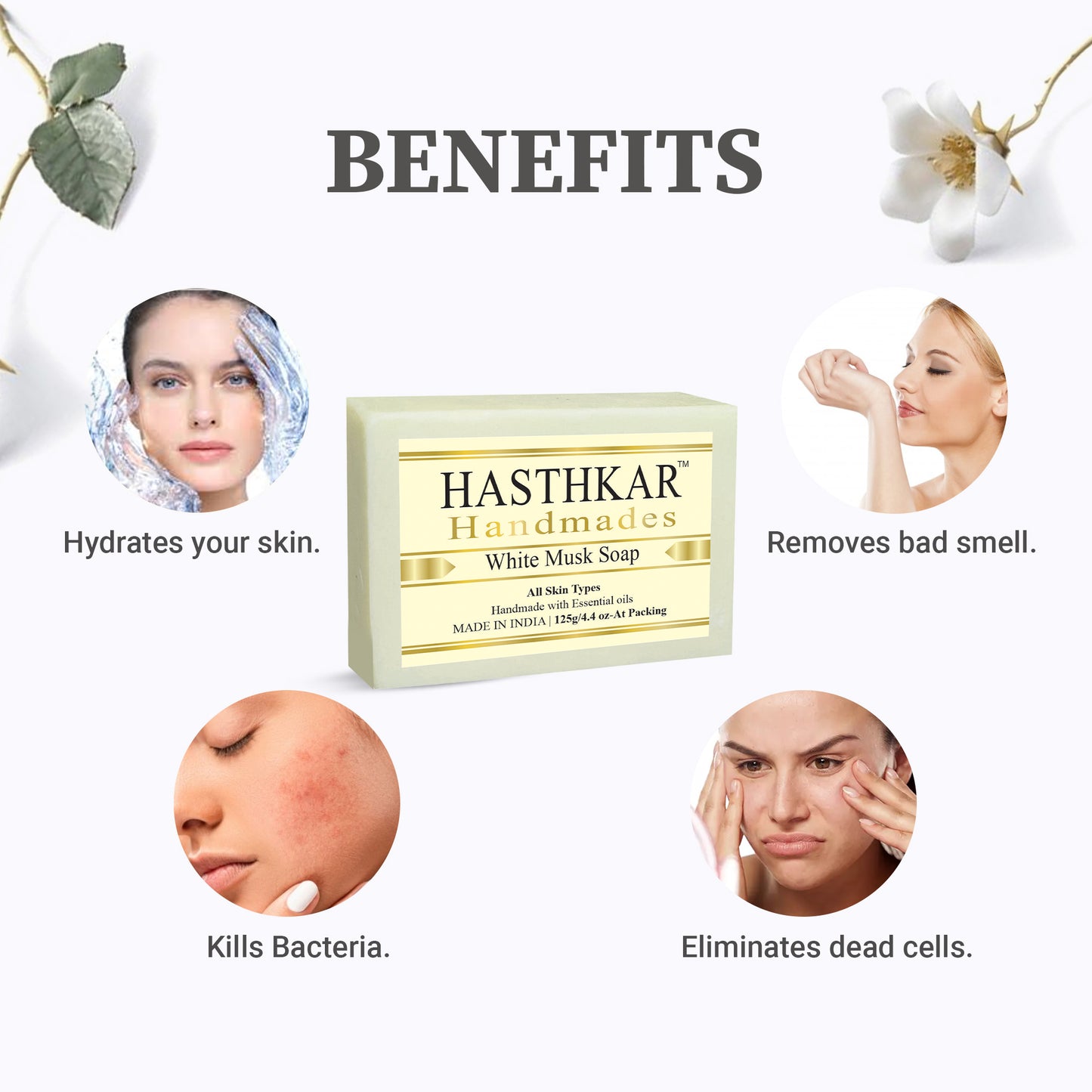 Hasthkar Handmades Glycerine Natural White musk Soap 125Gm