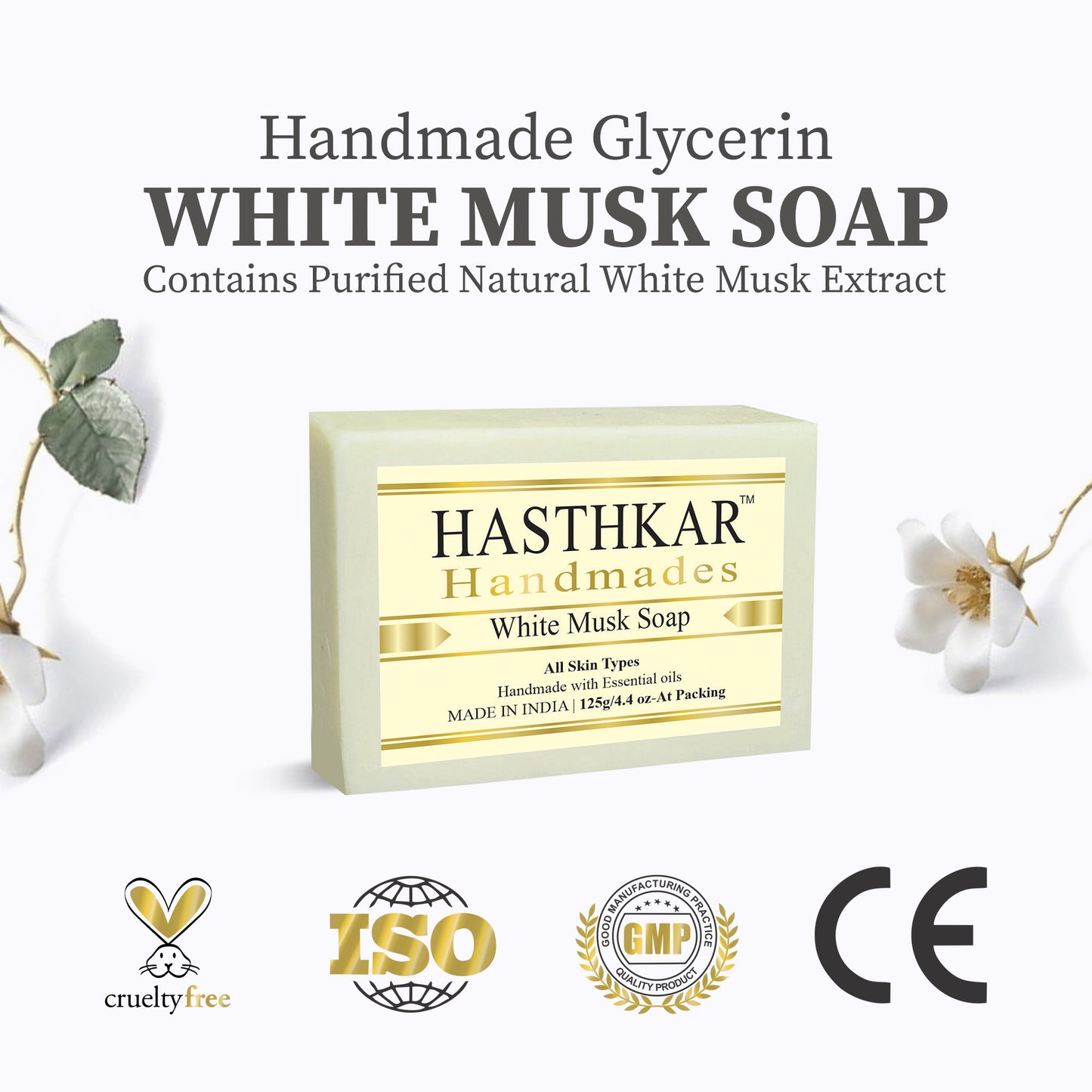 Hasthkar Handmades Glycerine Natural White musk Soap 125Gm