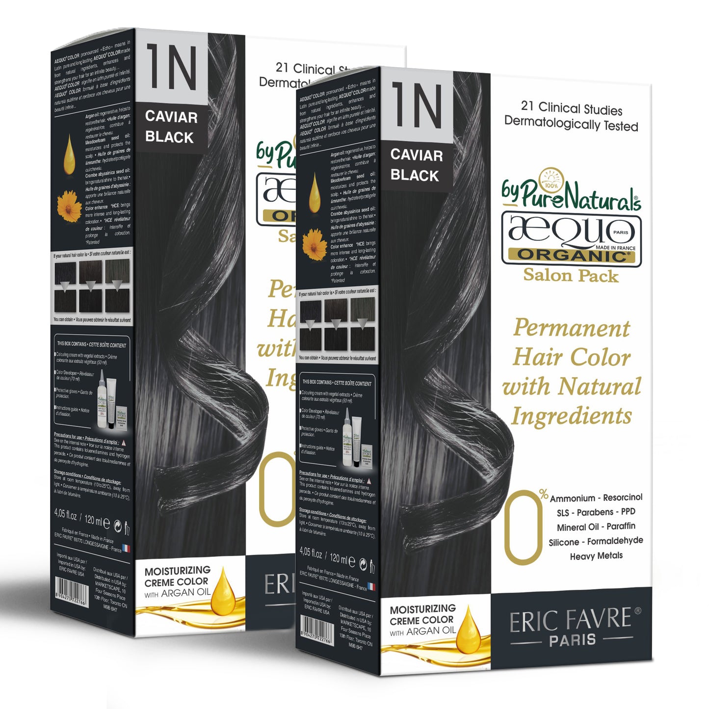 Aequo Organic Cream Hair Color Salon Pack Jet Black pack of 2