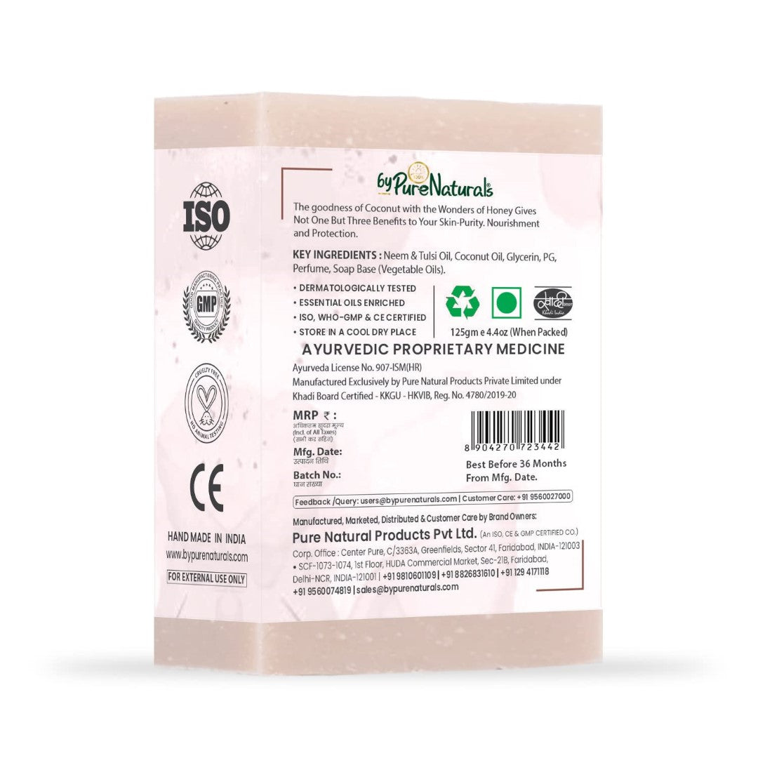 byPureNaturals Organic Coconut Milk & Honey Soap For Men Women 125gm
