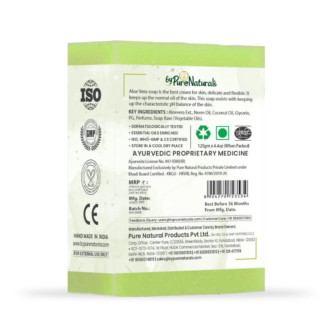 byPureNaturals Organic Aloevera Soap For Men Women 125gm