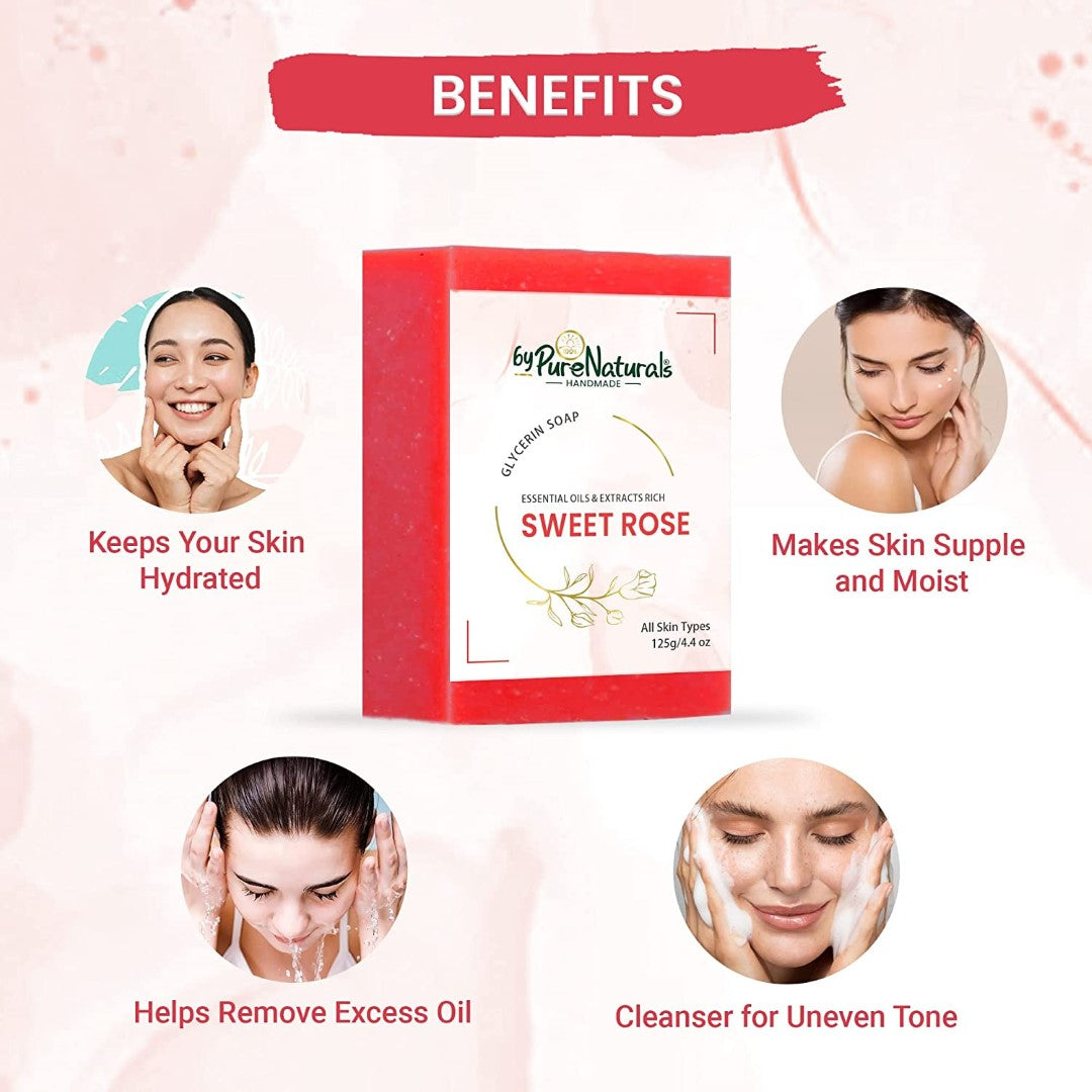 byPureNaturals Organic Sweet Rose Soap For Men Women 125gm
