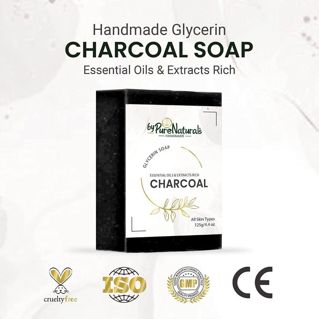 byPureNaturals Organic Charcoal Soap For Men Women 125gm