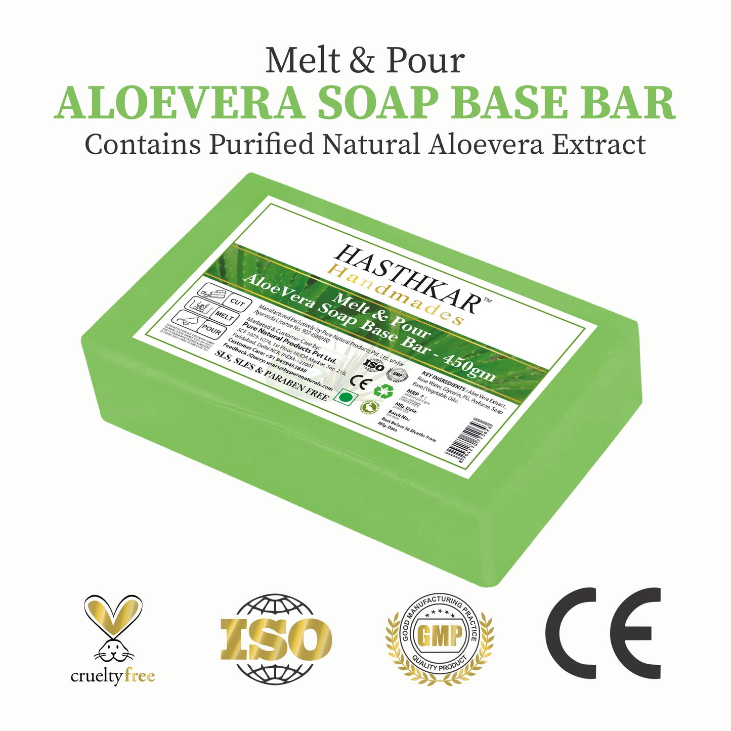 Hasthkar Handmades Soap Base Bar Aloevera 450gm-1