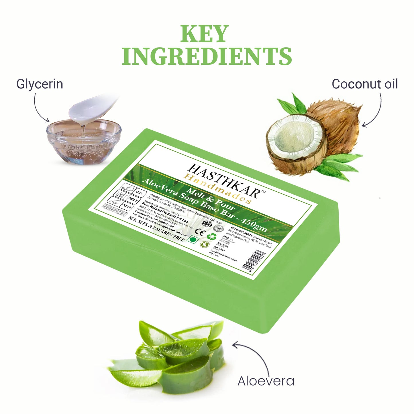 Hasthkar Handmades Soap Base Bar Aloevera 450gm-2