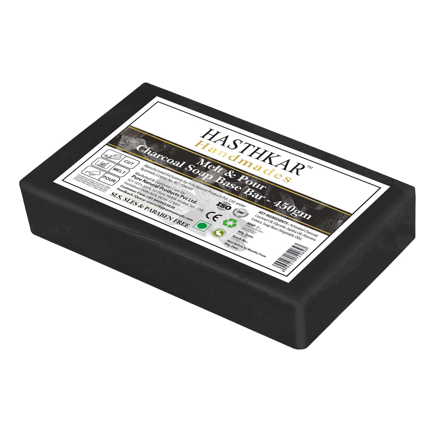 Hasthkar Handmades Soap Base Bar Charcoal 450gm