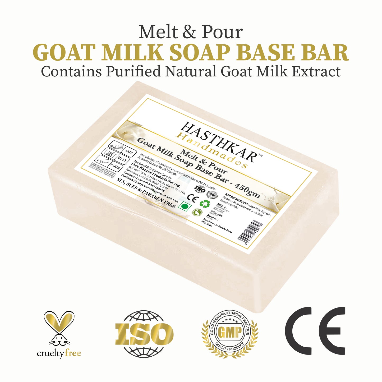 Hasthkar Handmades Soap Base Bar Goat Milk 450gm-1