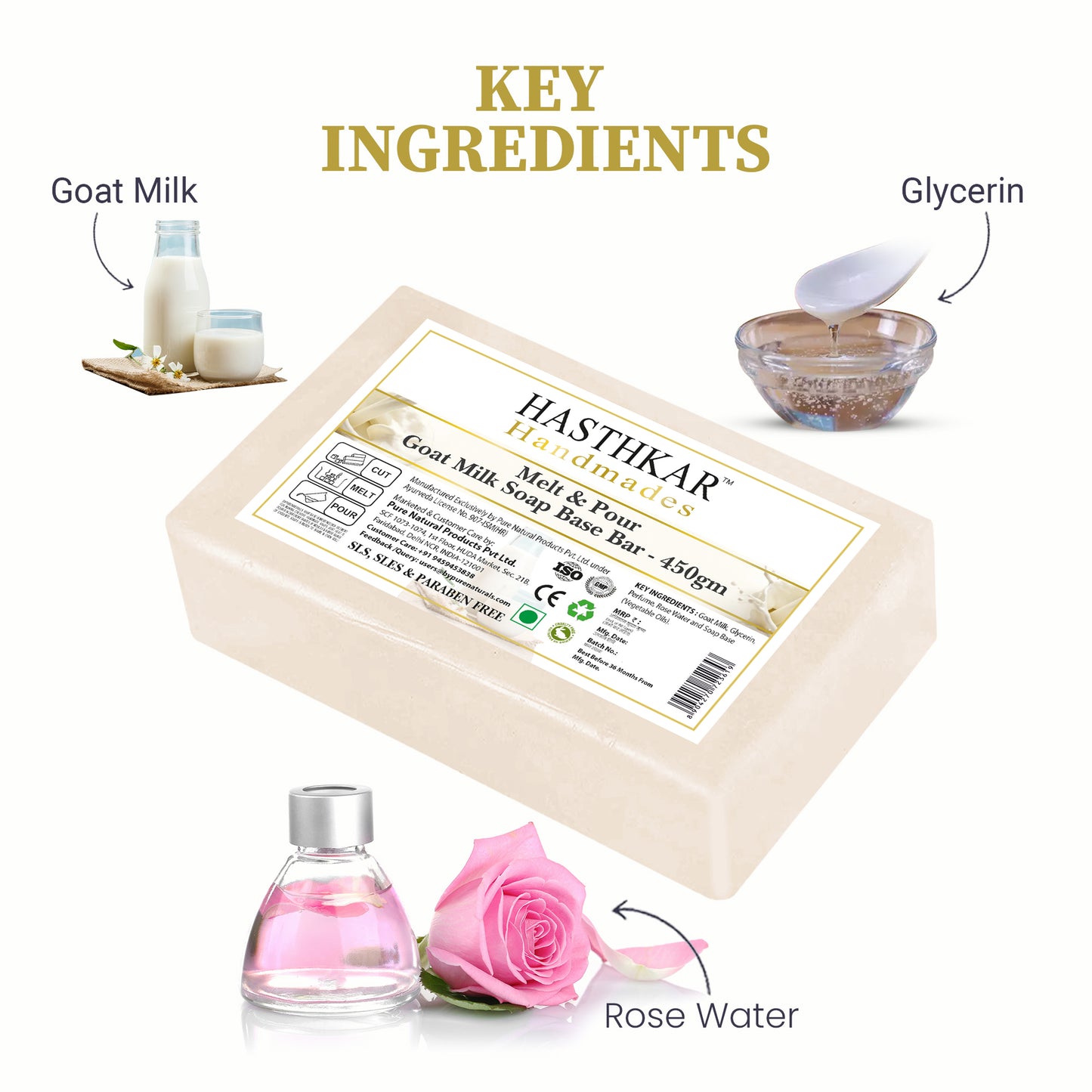 Hasthkar Handmades Soap Base Bar Goat Milk 450gm-2