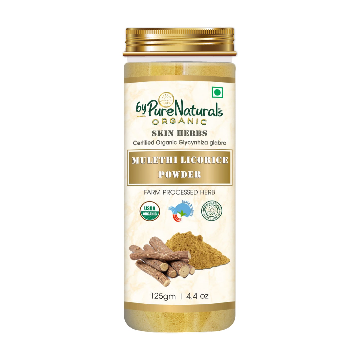 Organic Mulethi licorice powder bypurenaturals jar