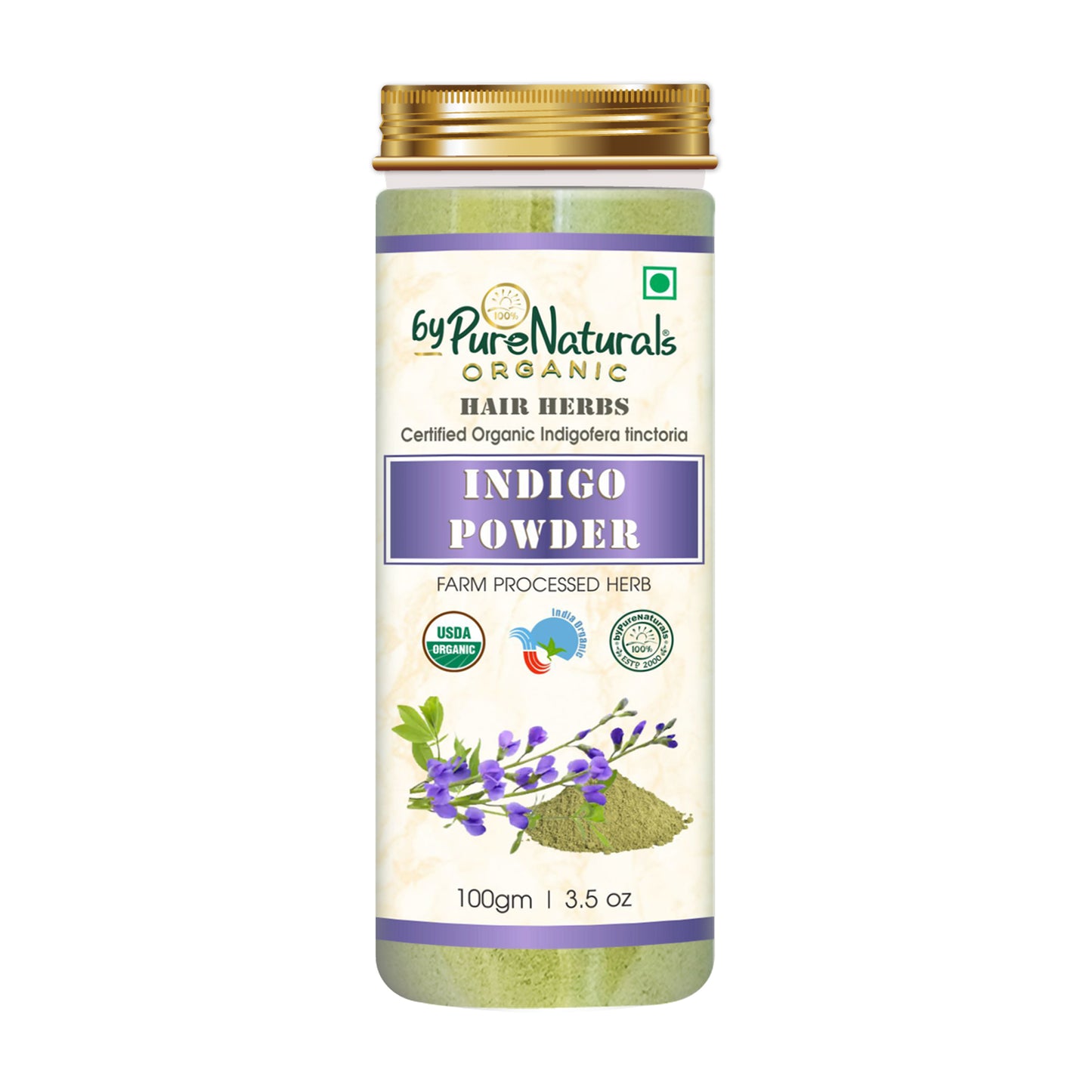 Bottle of Indigo herb neel patti powder byPureNaturals