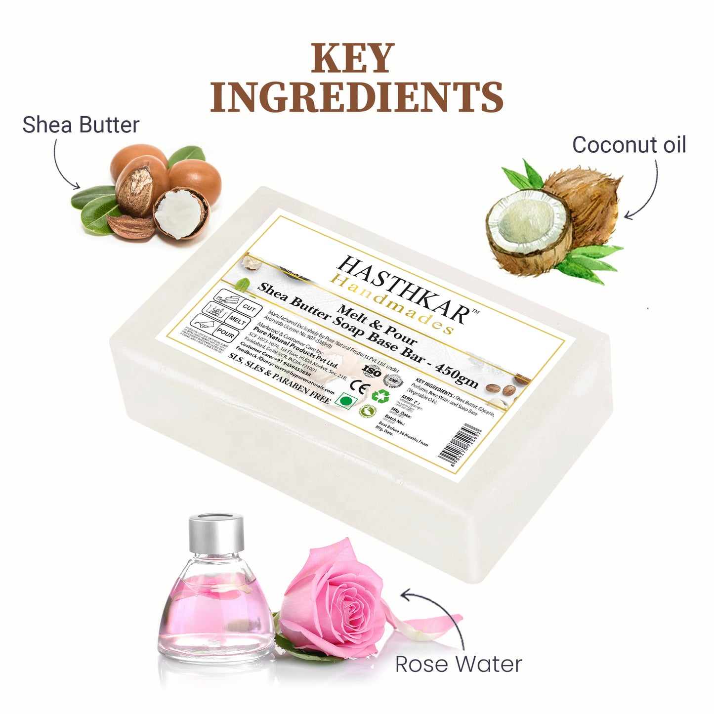 Hasthkar Handmades Soap Base Bar Shea Butter 450gm Pack of 2-3