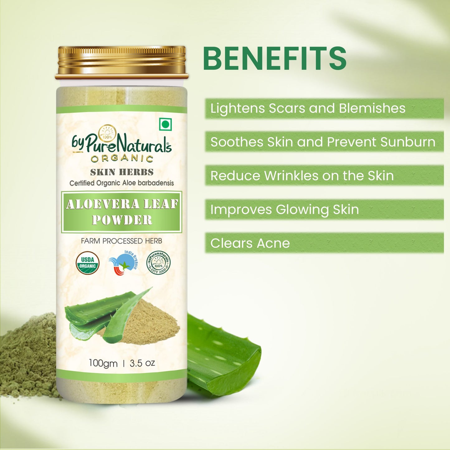 Organic Aloe Vera Leaf Powder byPureNaturals-1