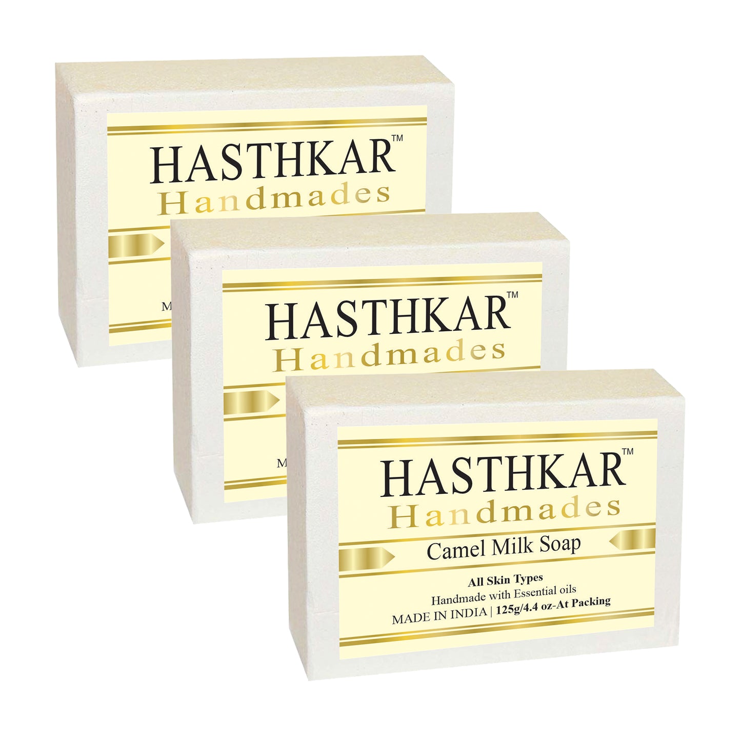 Hasthkar Handmades Glycerine Natural Camel milk Soap 125Gm Pack of 4