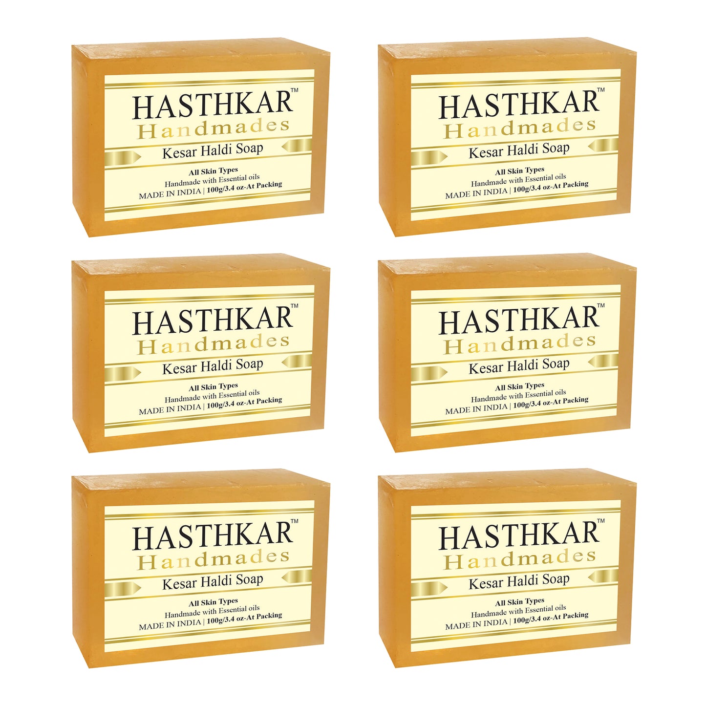 Hasthkar handmades kesar haldi bathing soap men women pack of 6