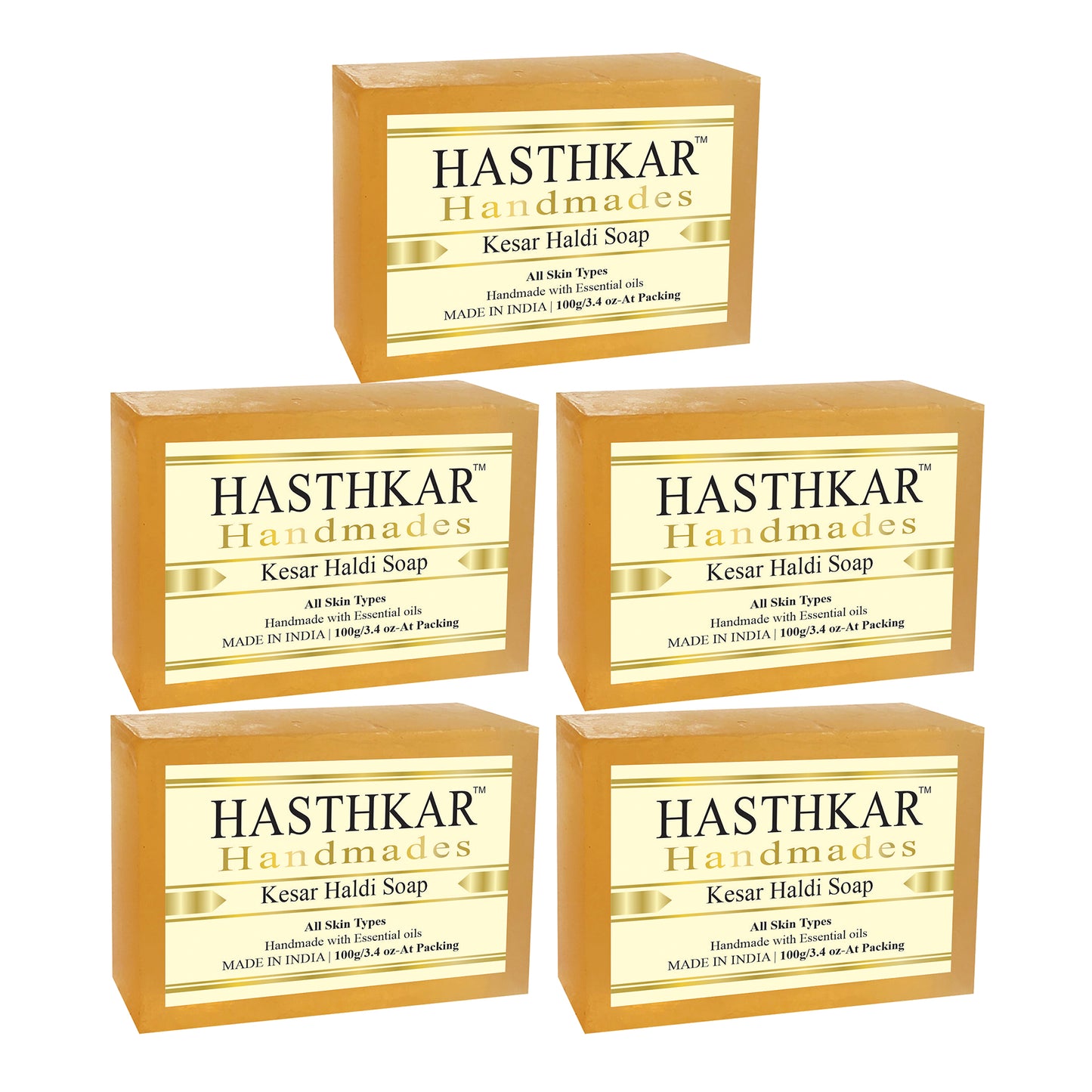 Hasthkar handmades kesar haldi bathing soap men women pack of 5