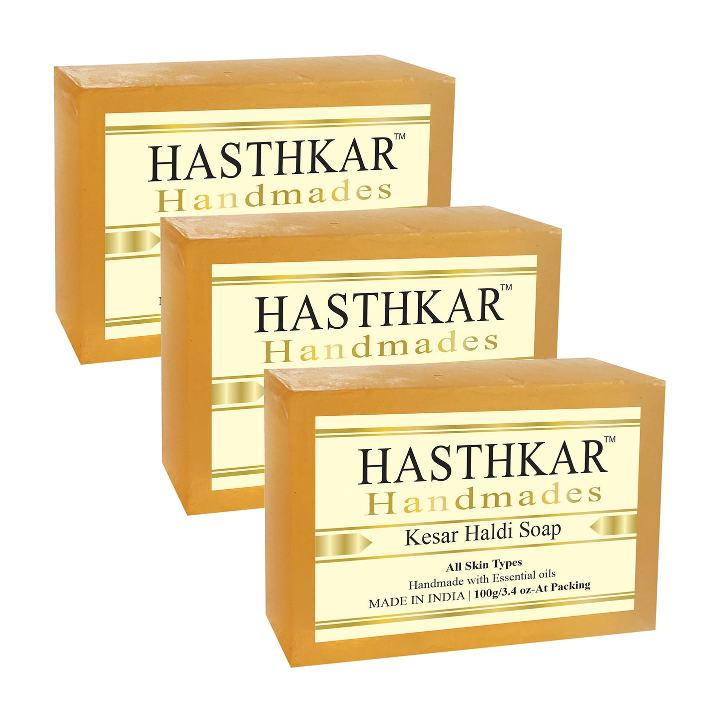 Hasthkar handmades kesar haldi bathing soap men women pack of 3