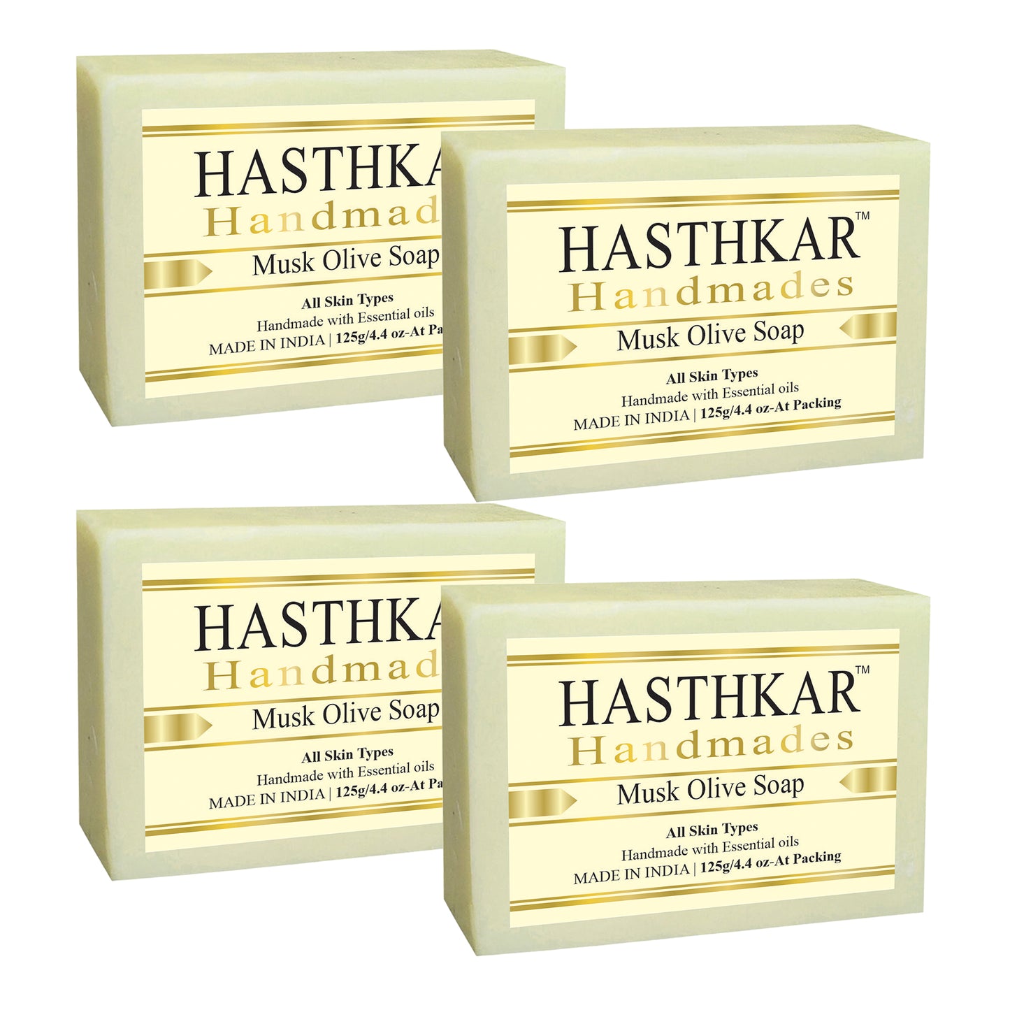 Hasthkar handmades musk oilve bathing soap men women pack of 4