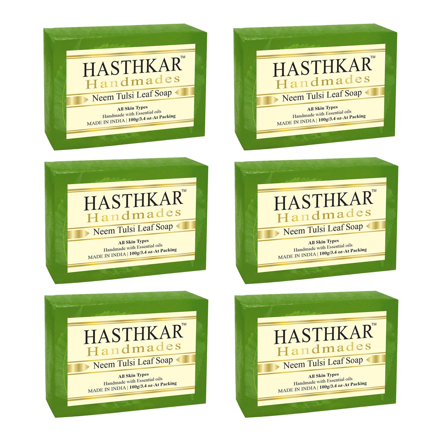 Hasthkar handmades neem tulsi leaf bathing soap men women pack of 6