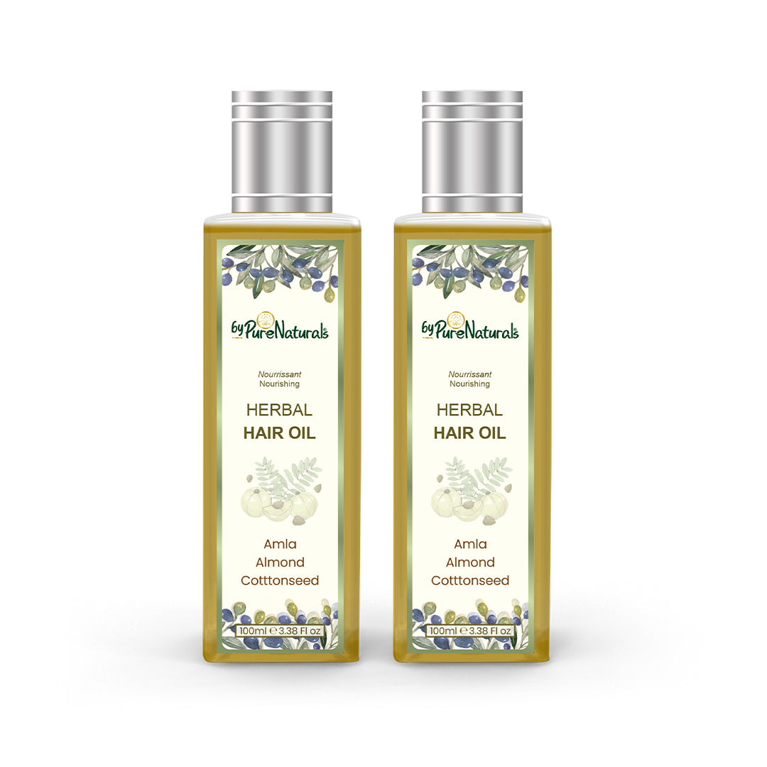 bypurenaturals 100% natural herbal hair oil enriched with amla almond and cottonseed pack of 2