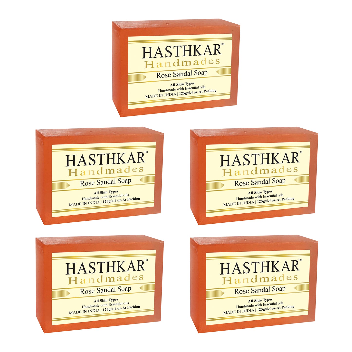 Hasthkar handmades rose sandal bathing soap men and women pack of 5