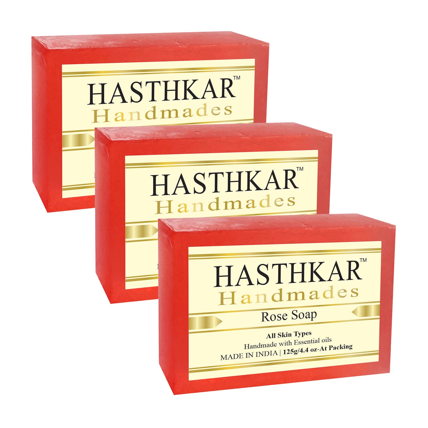 Hasthkar handmades rose bath soap men and women pack of 3