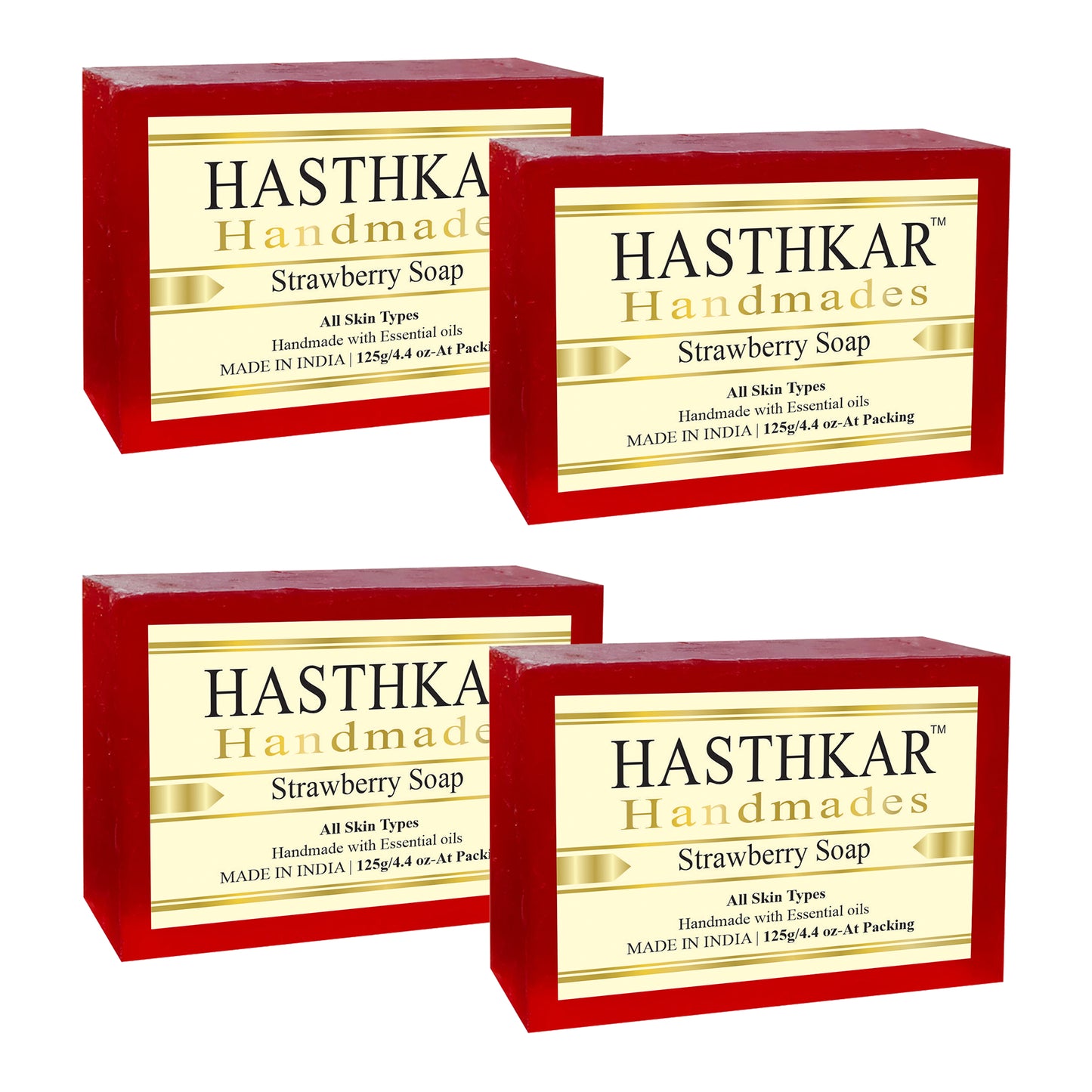 Hasthkar Handmades strawberry bath soap men women pack of 4