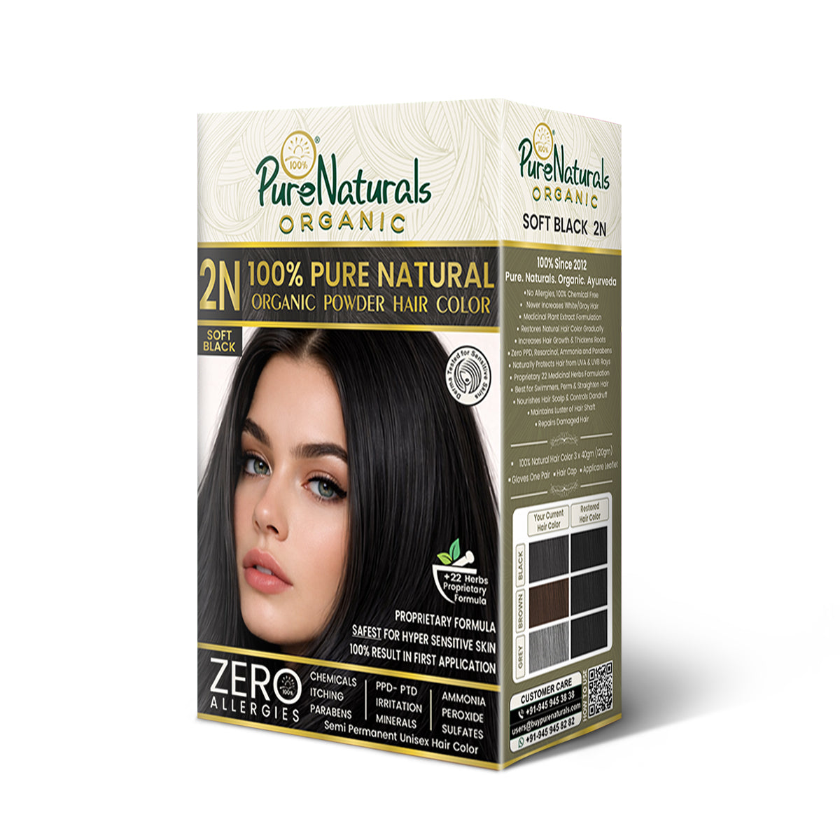 ByPureNaturals 100% Organic Pure Natural Powder Hair Colour- 120 Gm- 2N ...