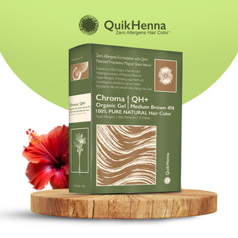 QH+ QuikHenna CHROMA Organic Gel 100% Pure Natural Zero Allergens Hair Color- 140gm- 4N Medium Brown - BuyPureNaturals