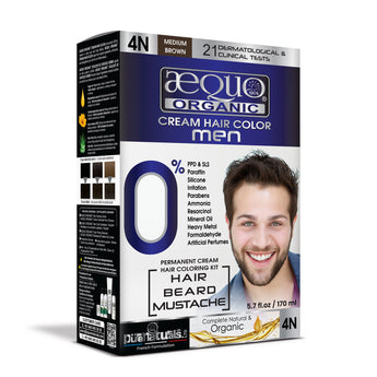 Aequo Organic Cream Hair Colour for Men- 170ml - 4N Medium Brown - BuyPureNaturals