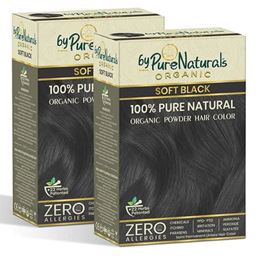 ByPureNaturals 100% Organic Pure Natural Powder Hair Colour- 120 Gm- 2N Soft Black - BuyPureNaturals